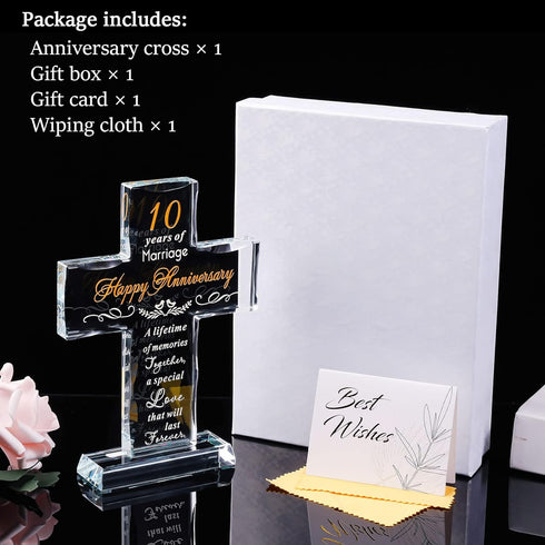 Happy 10 Years Anniversary Glass Cross Gift